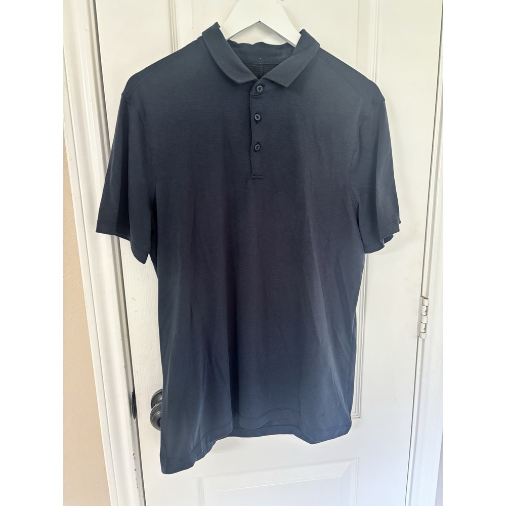 Lululemon Evolution Polo Shirt Men's L Large Dark Blue Navy Golf Short Sleeve